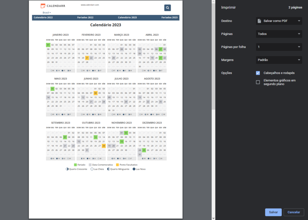 Como Imprimir O Calend Rio Feriados E Datas Comemorativas