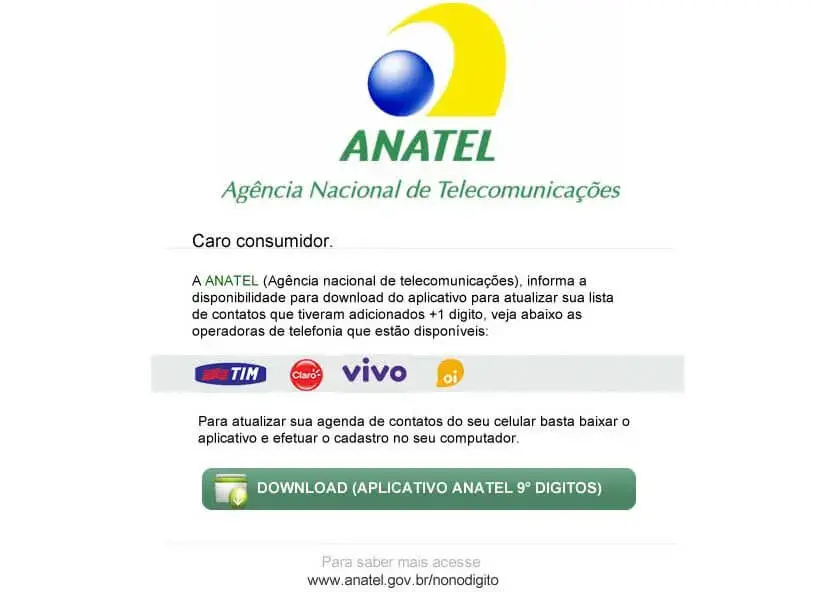 Anatel nono digito app