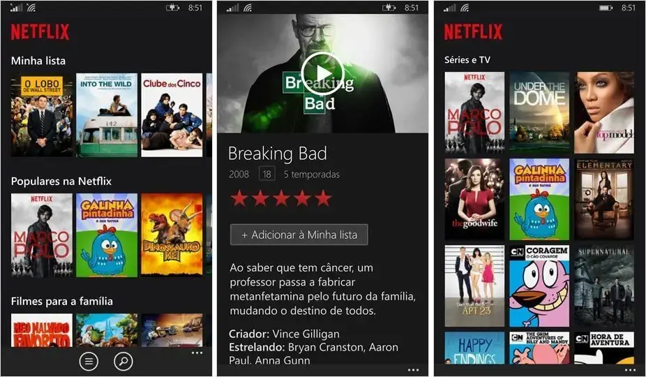 Netflix para windows phone