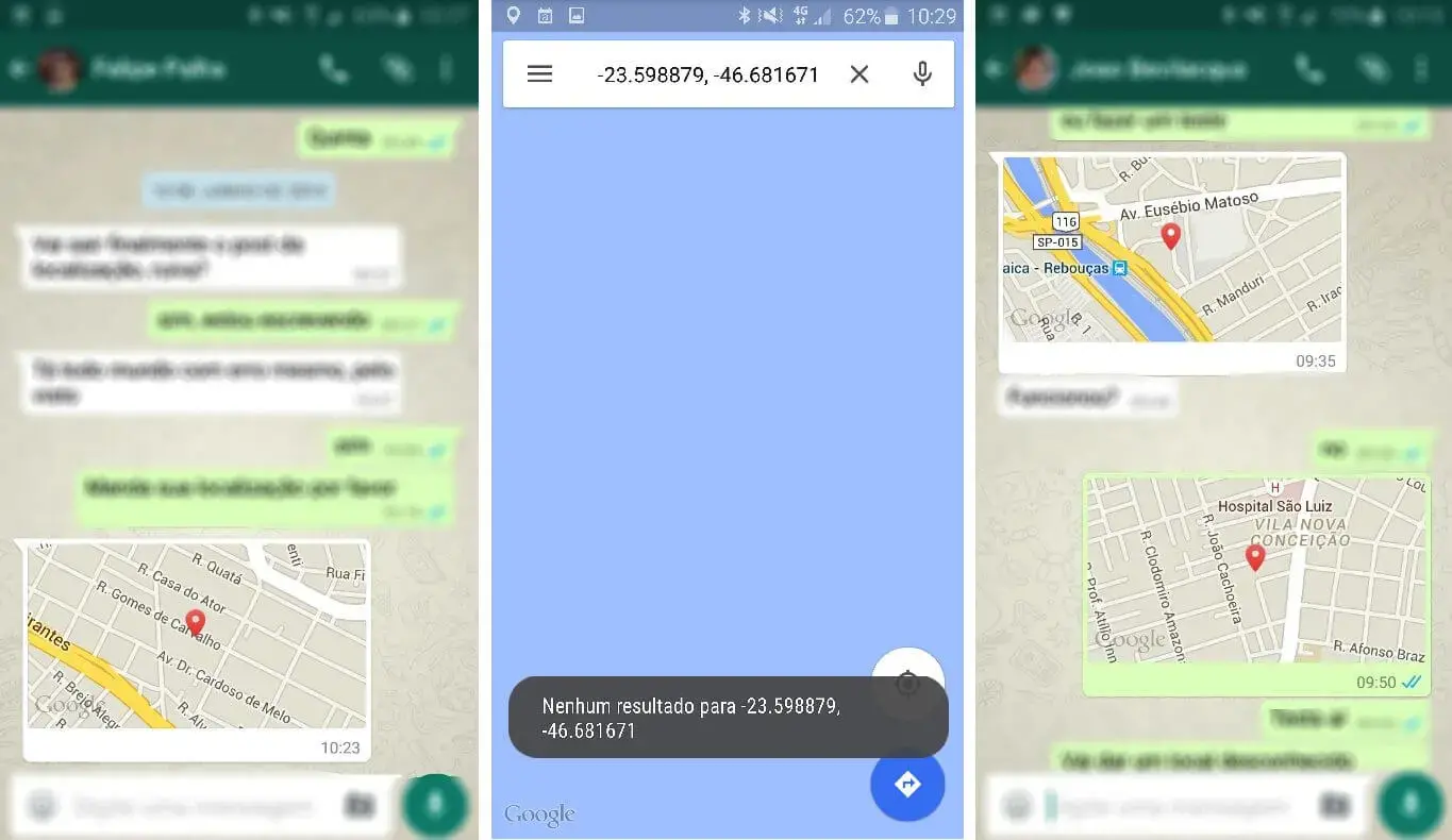 Erro localizacao whatsapp maps google