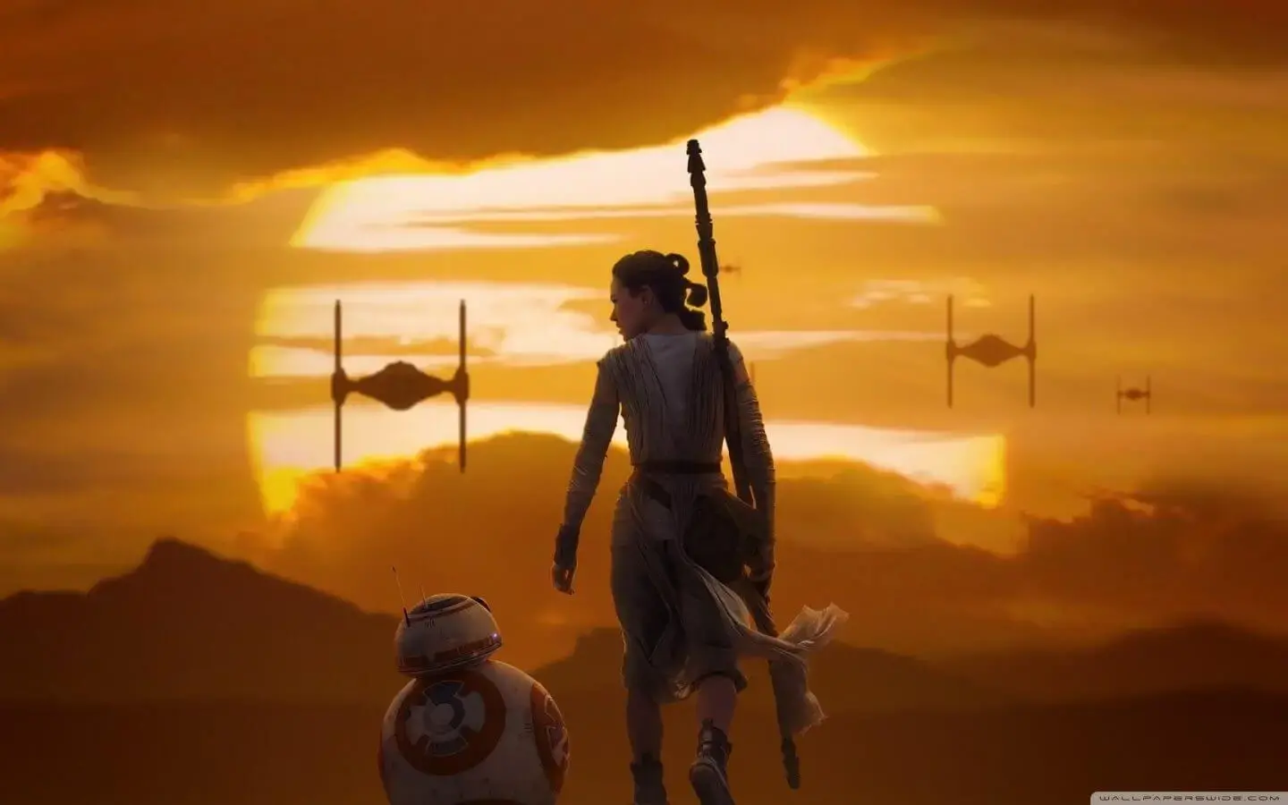 Rey bb 8 star wars the force awakens wallpaper 1440x900