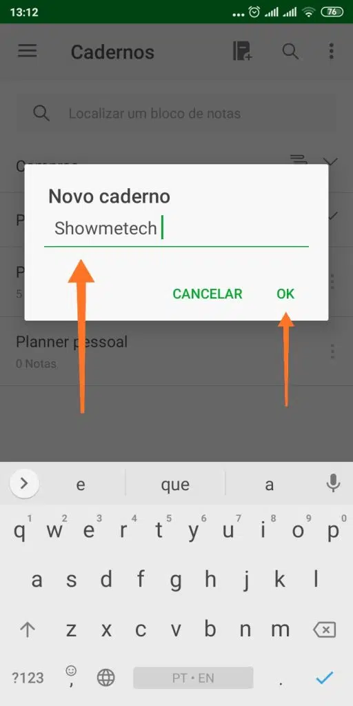 Cadernos evernote