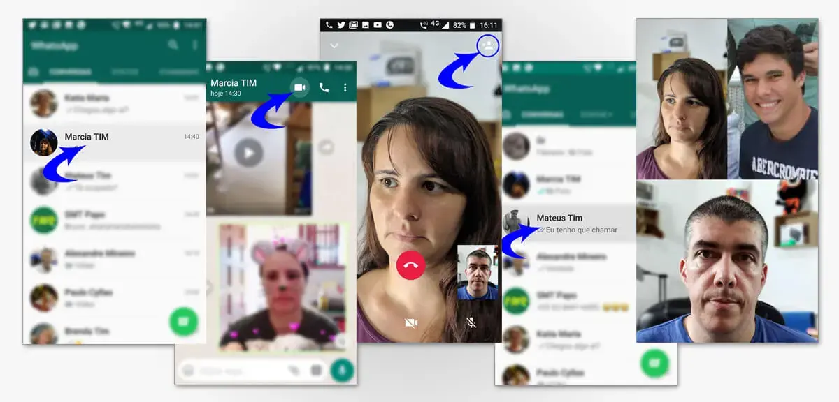 Chamadas de video e audio em grupo pelo whatsapp