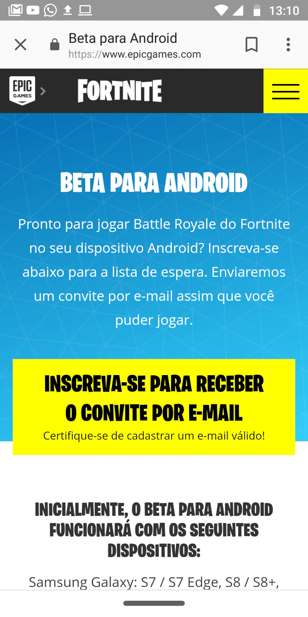 Tutorial: saiba como baixar o beta de fortnite para android. A epic games avisou com antecedência que o fortnite não seria lançado na loja de aplicativos do android. Mas, isso não é motivo para ter pânico, já que fizemos um tutorial de instalação do game.