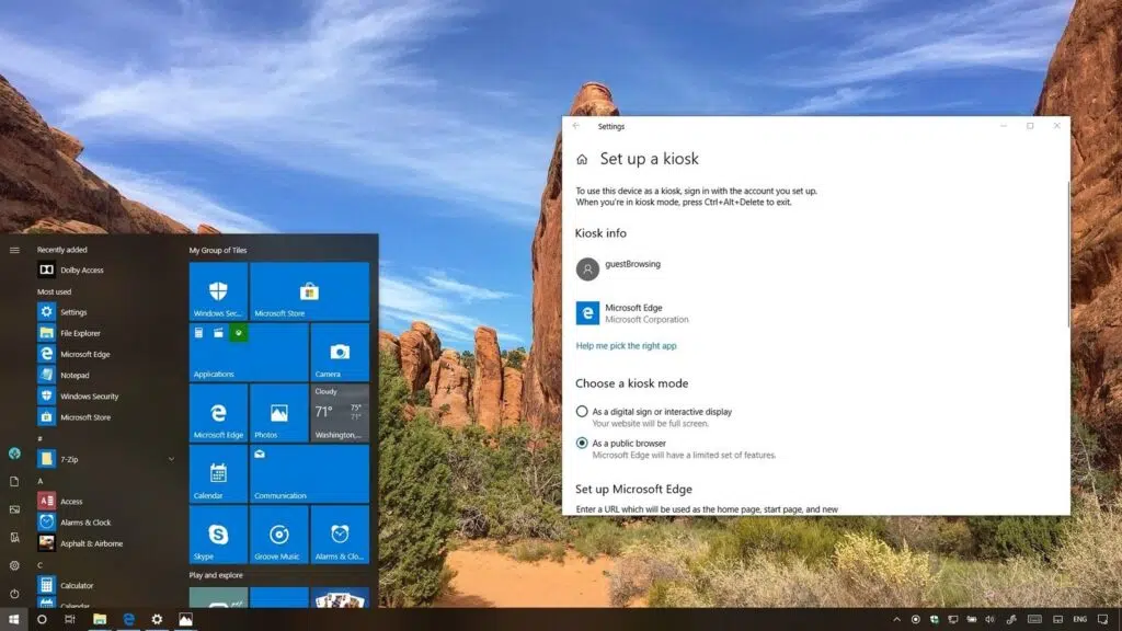 Configure o modo quiosque no windows 10