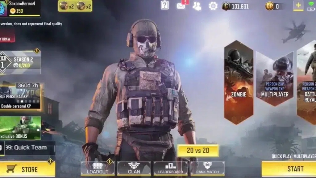 Somente o multiplayer está disponível no início de call of duty: mobile