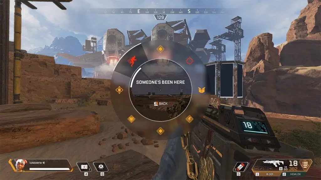 Apex legends, mecânica de ping, em área de treino