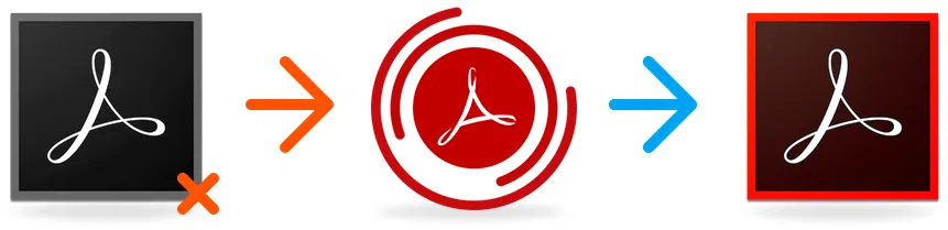 Adobe reader, logotipos de softwares para recuperação (recovery toolbox e acrobat reader)