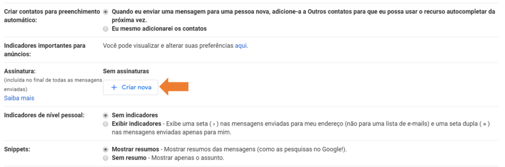 Adicionando uma assinatura