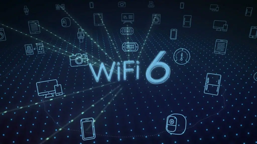 Esquema da wi-fi 6 com vários dispoisitivos conectados