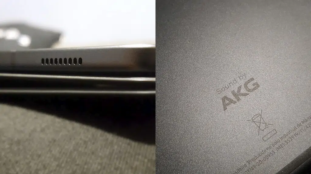 Samsung tab s6 lite speakers e detalhe da akg