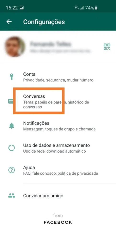 Ativando backup no google drive - passo 2