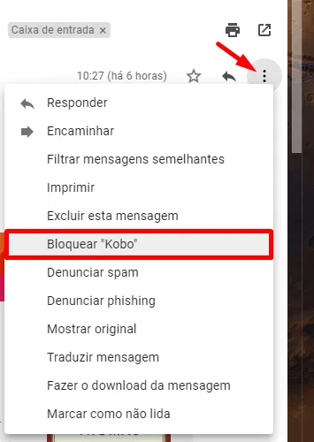 Bloqueie um remetente que te incomoda através do computador.