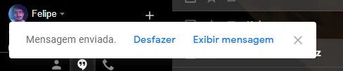 Aviso que você pode desfazer o envio de sua mensagem.