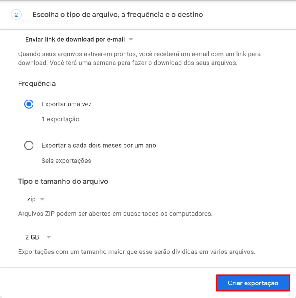 Recomendamos deixas as configurações no modo padrão.