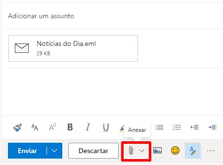 Use o arquivo baixado como anexo.
