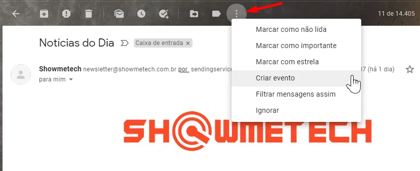 Crie um evento no gmail.