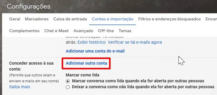 Garanta acesso para outra pessoa controlar seu gmail.