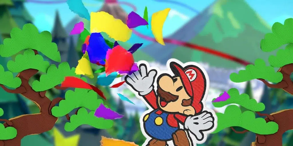 Paper mario jogando confete