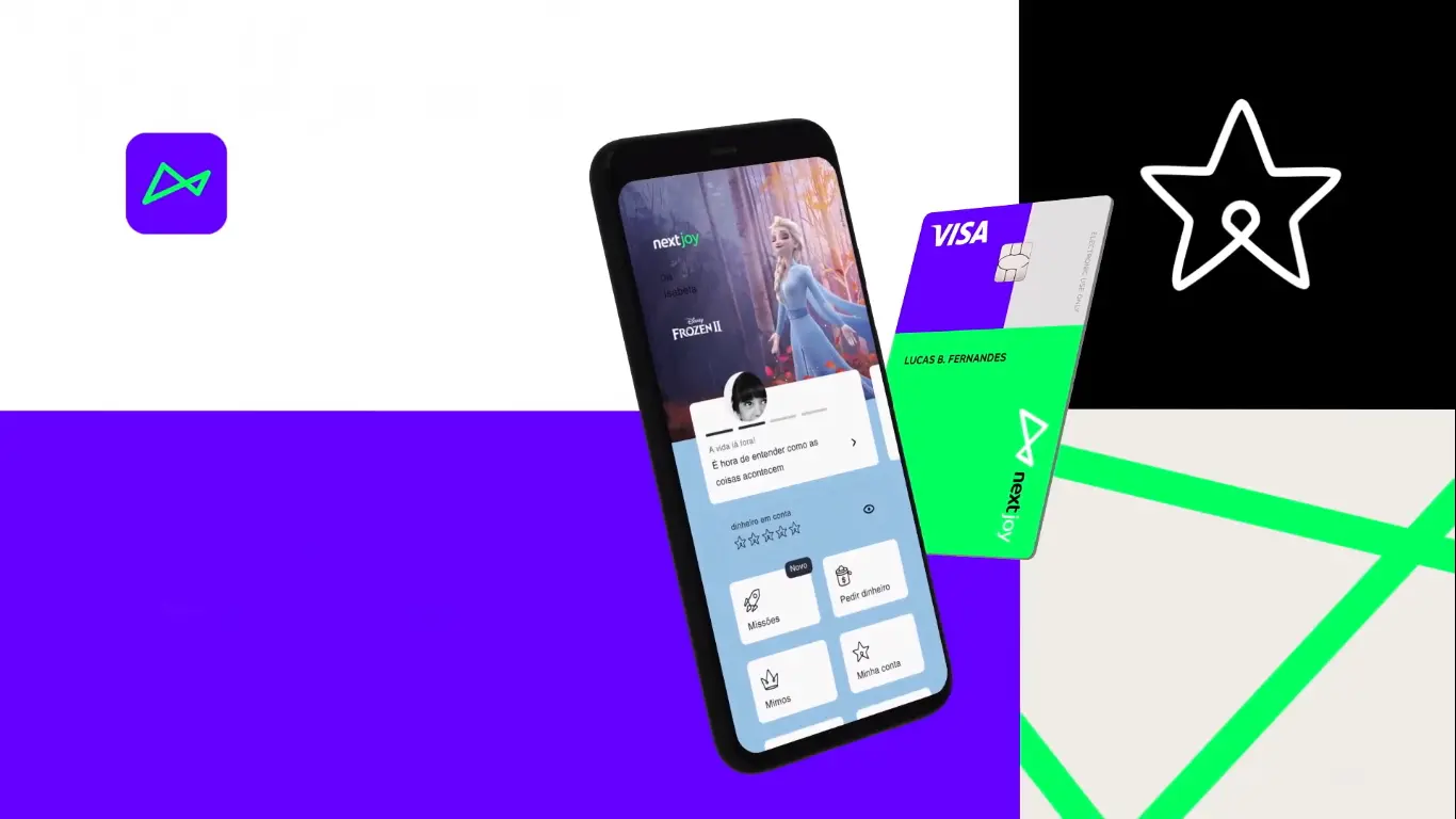 Imagem da interface e do cartão de débito do nextjoy