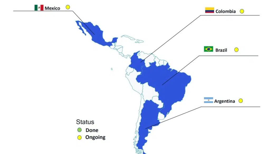 Mapa da américa da latina na pesquisa da qualcomm