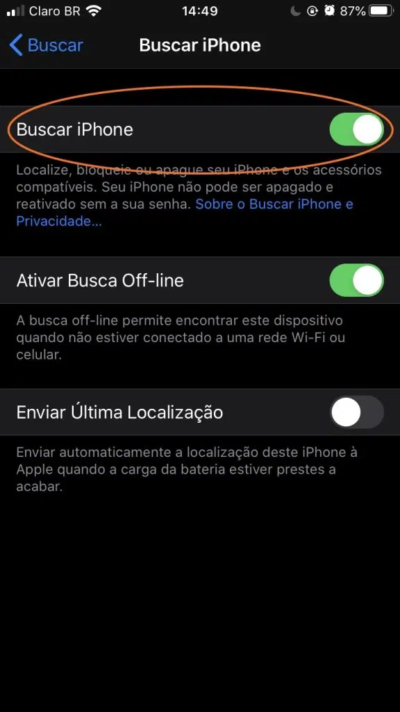 Tela do iphone