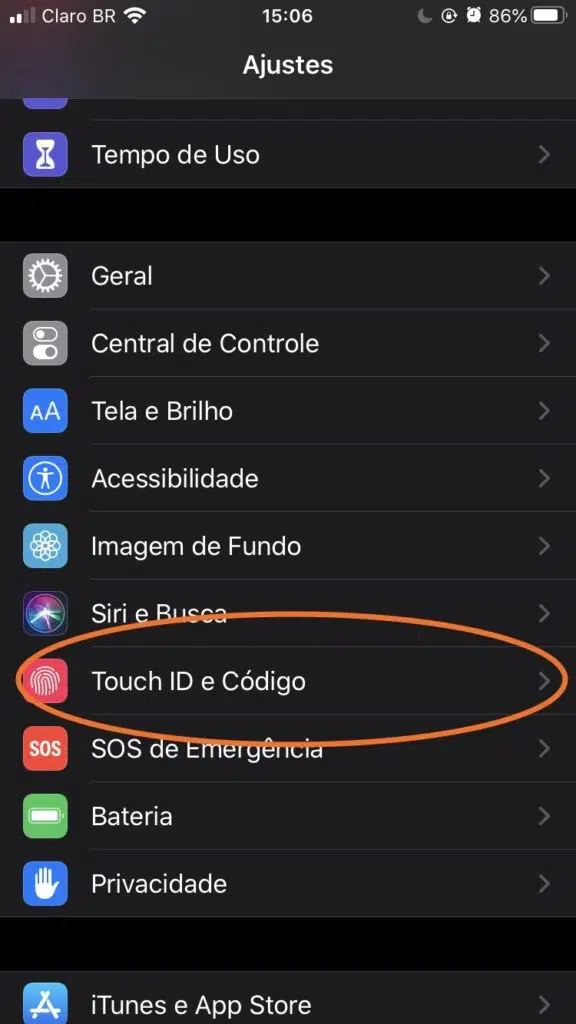 Tela do iphone