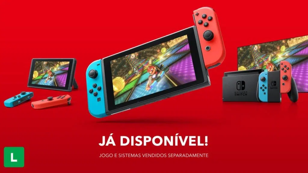 Em imagem, anúncio de nintendo switch no brasil