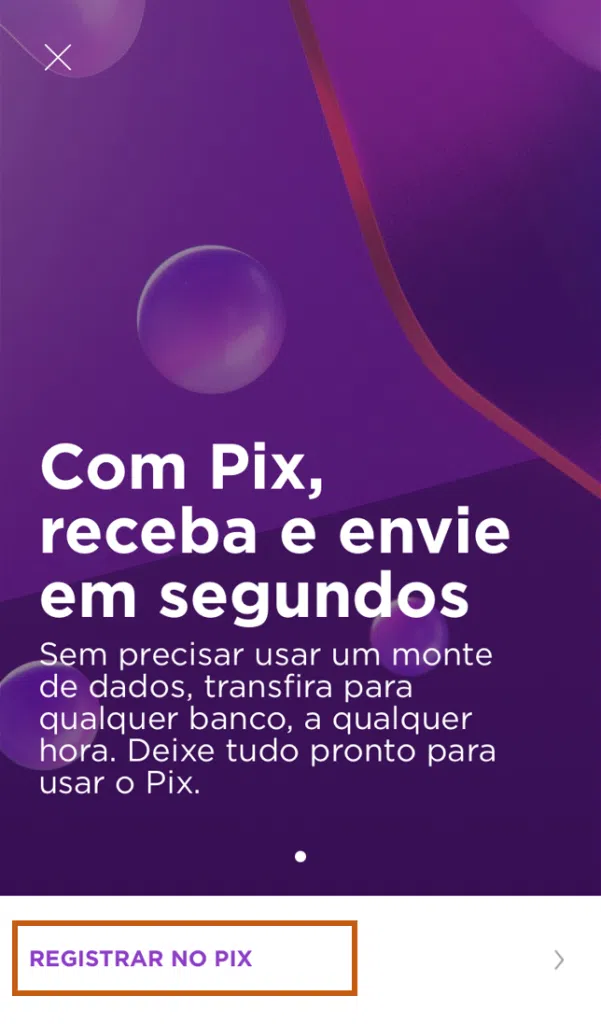 Captura da tela do app do nubank indicando próximo passo