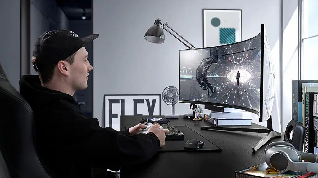 Foto do odyssey g9, um dos novos monitores gamers da samsung