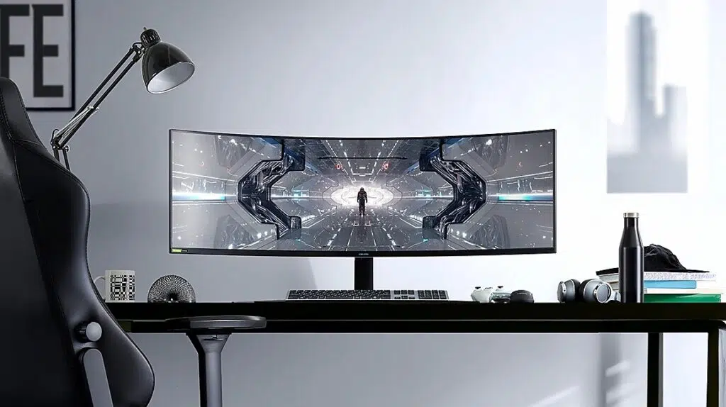 Foto do odyssey g9, um dos novos monitores gamers da samsung