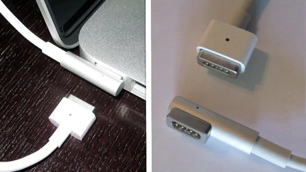 Carregadores originais do macbook pro chamados de magsafe, mesmo nome do conjunto novo de imãs do iphone 12