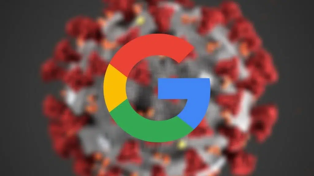 Montagem do logo do google em cima do novo coronavírus