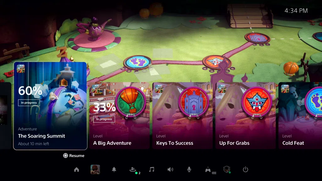 A interface do ps5 possui blocos chamados de cards para ajudar o jogador