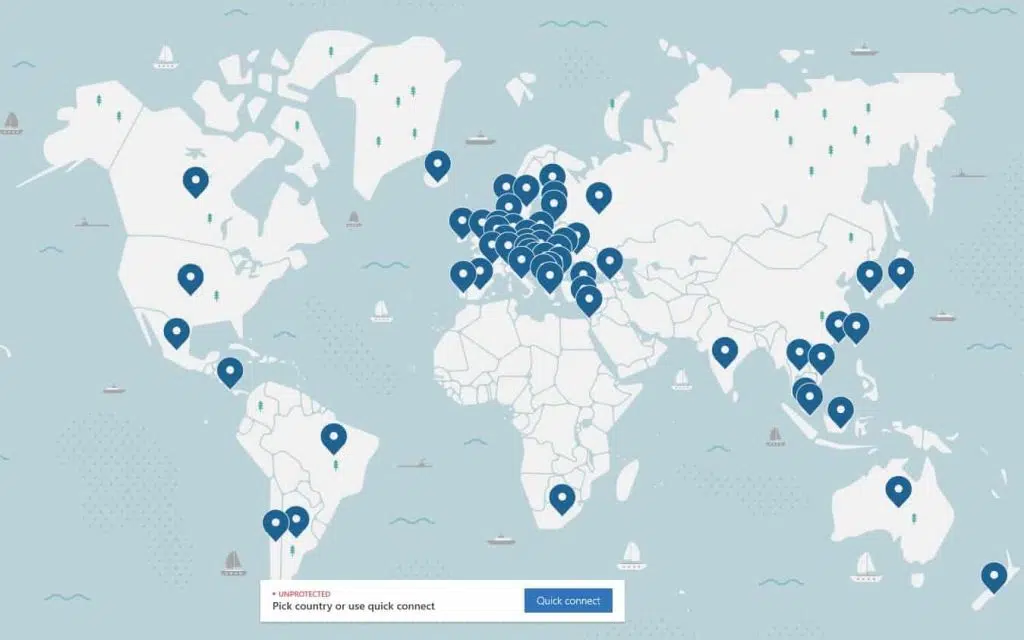 Servidores do nordvpn disponíveis pelo mundo