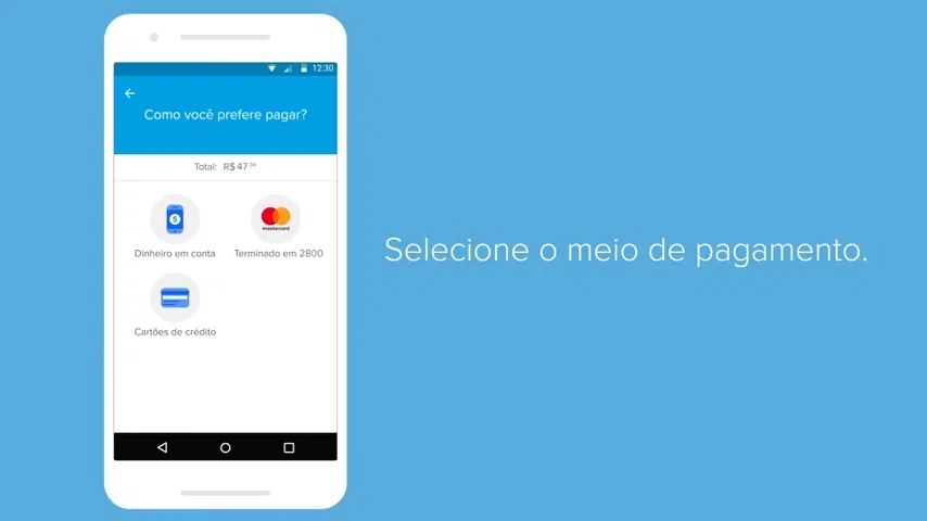 Screenshot da tela do mercado pago mostrando como selecionar o meio de pagamento