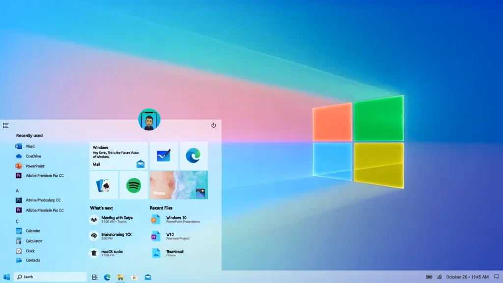 Imagem do menu iniciar no windows 10 2021