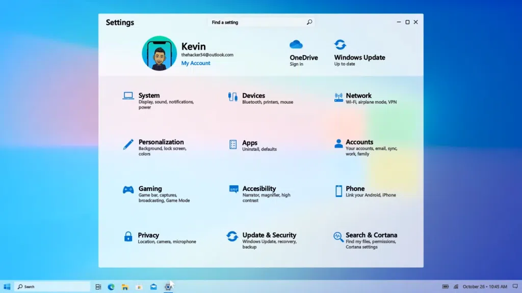 Imagem do painel de controle no novo windows 10 2021