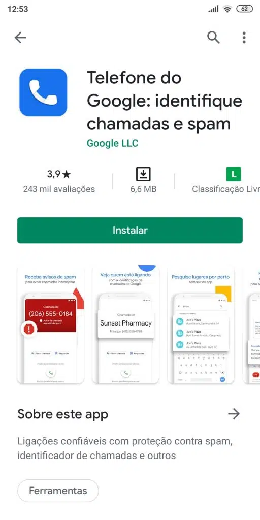 Google: chamada verificada no android