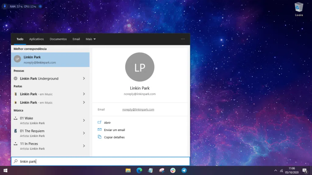 Print de uma etapa de como desativar o bing na busca do windows 10