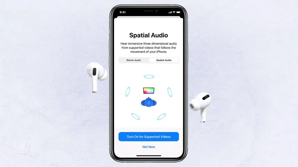 Configuração do áudio espacial dos airpods pro, uma das dicas e truques para iphone 12