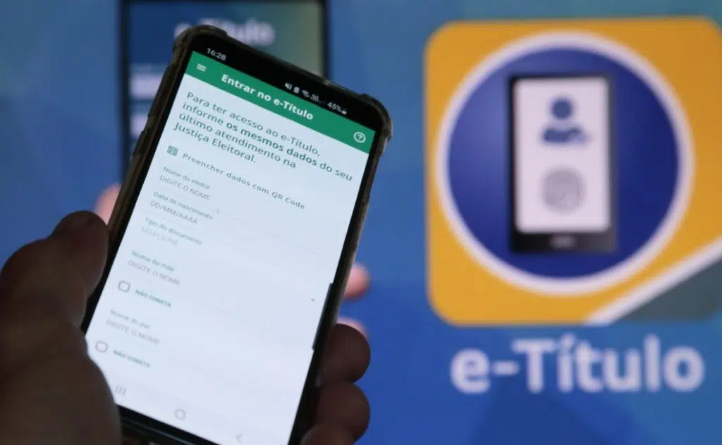 Tela inicial do aplicativo e-título, o título de eleitor digital