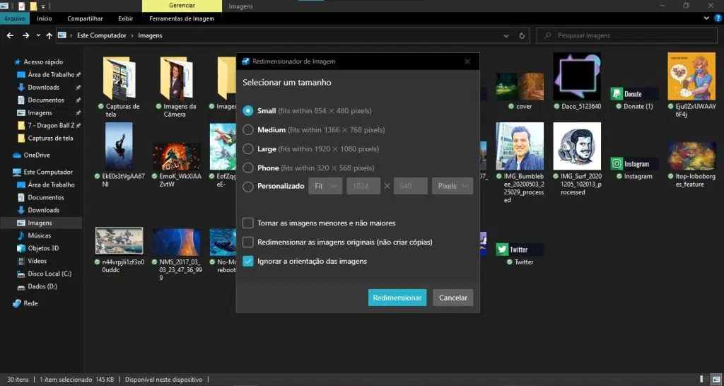 Redimensionar imagens com o powertoys
