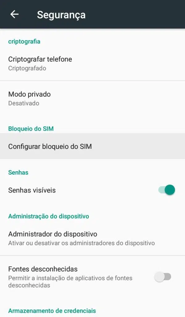 Como tornar o android mais seguro: bloquear o sim com uma senha diferente da padrão pode evitar que você tenha seu chip clonado.