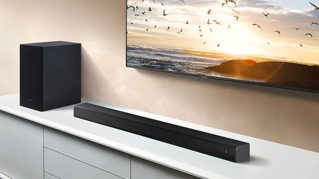 Imagem promocional soundbar samsung t550