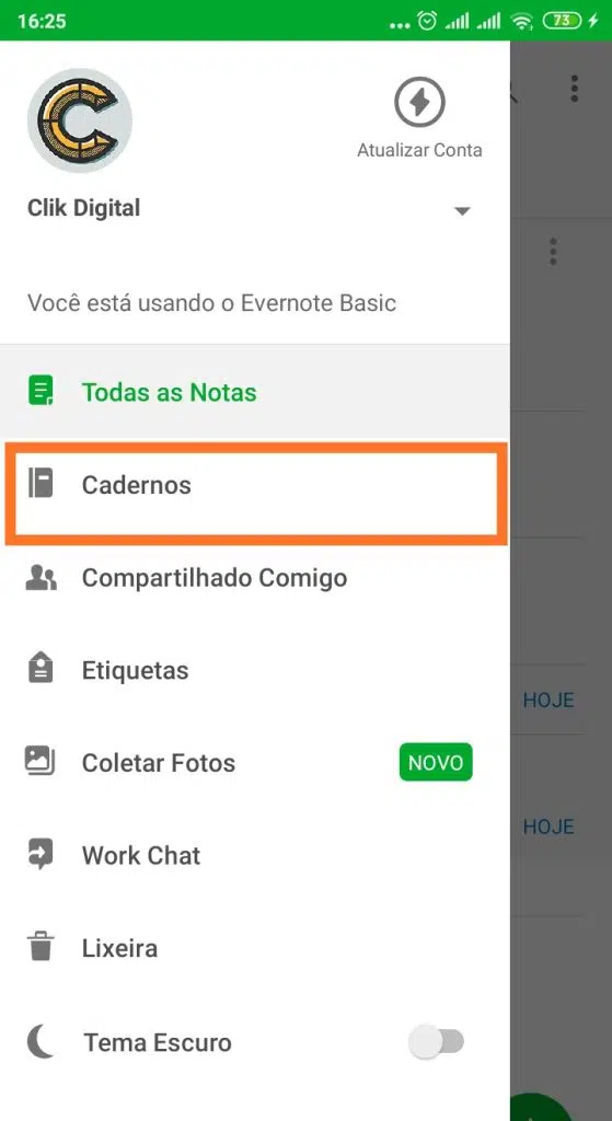 Cadernos evernote