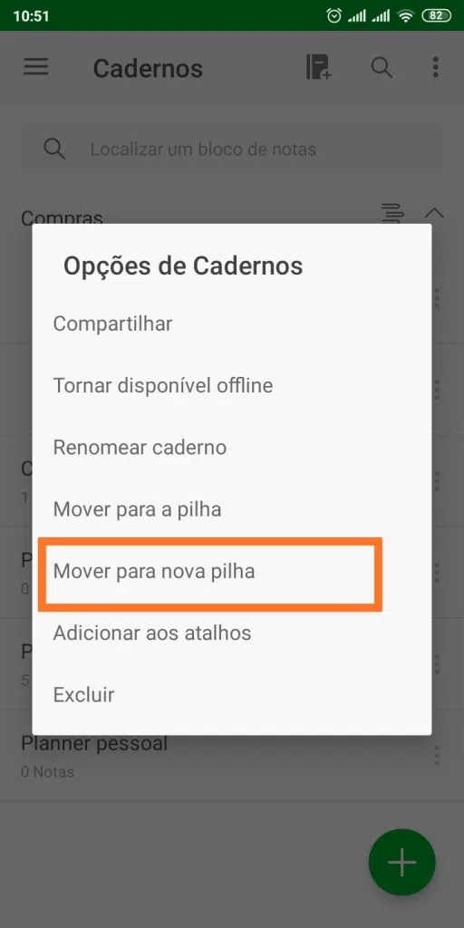 Nova pilha evernote