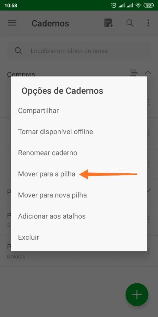 Pilhas cadernos evernote