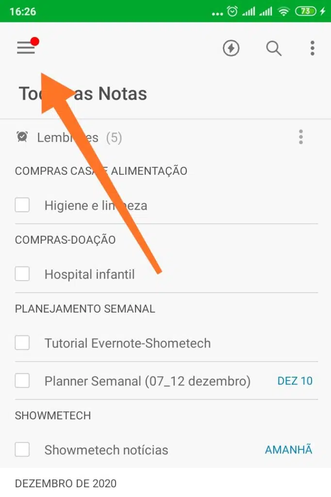 Os cadernos do evernote