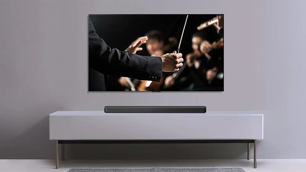 Lg sn8yg, o soundbar poderoso, elegante e inteligente da lg. A alta potência do soundbar lg sn8yg traz o som de cinema para dentro da sua casa!